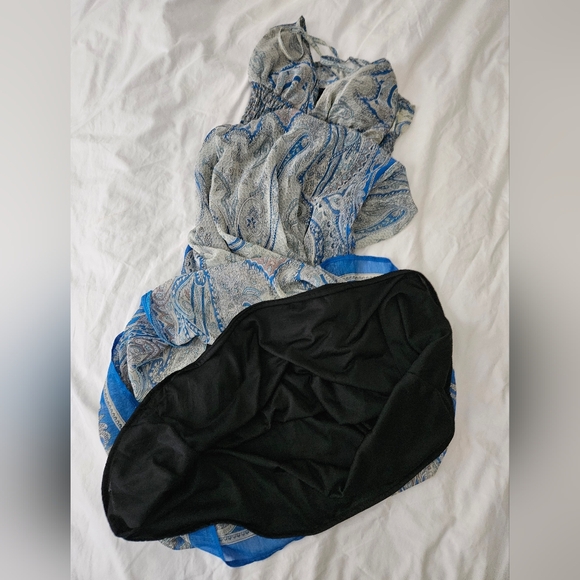 SHE'S COOL Blue Paisley Spaghetti Strap Maxi Dress | SZ M - Picture 7 of 10